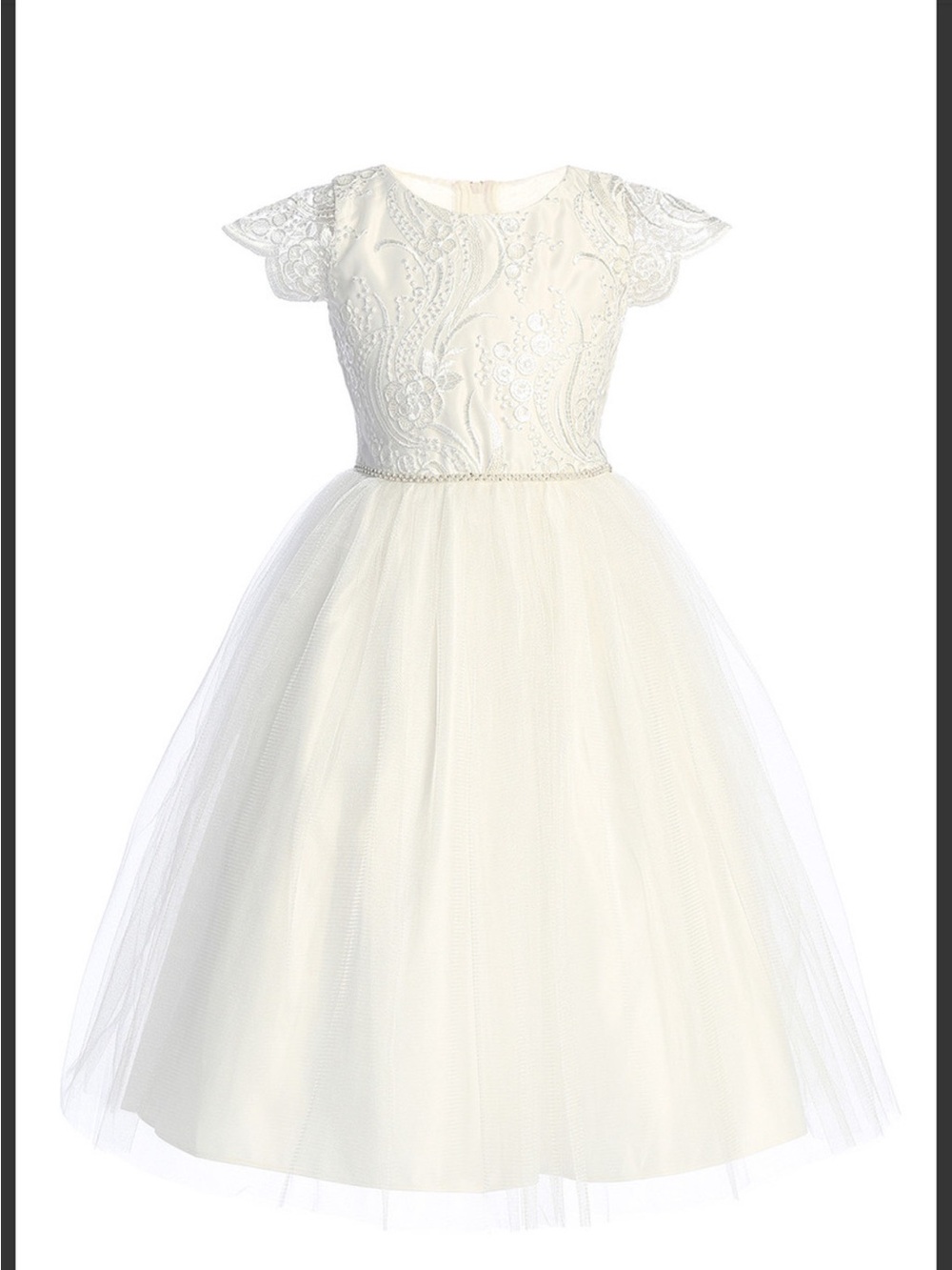 Sweet Kids White Lace Tulle Flower Girl First Communion Dress Size 14